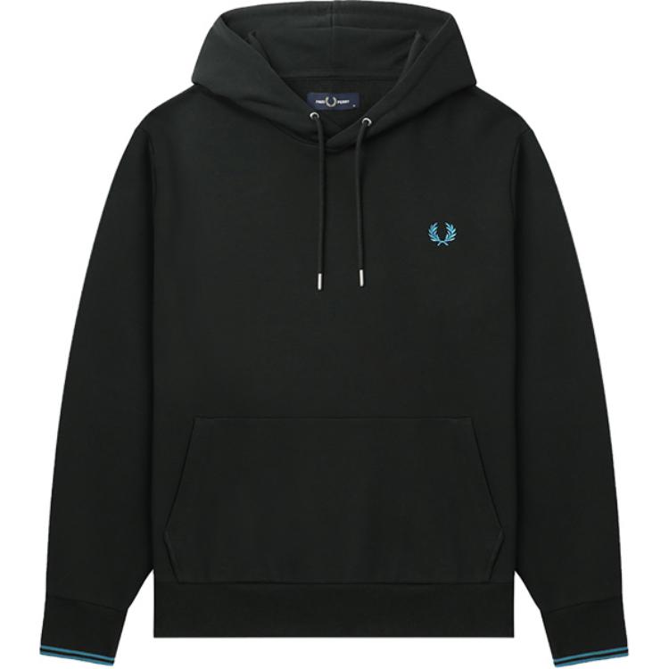 FRED PERRY FW24 Black Loose Fit Pullover Hoodie for Men M2643-GRX
