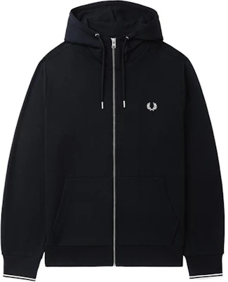 FRED PERRY FW24 男士深蓝月桂刺绣连帽开衫外套. J7536-NYX Buy FRED PERRY FW24 男士深蓝月桂刺绣连帽开衫外套. J7536-NYX