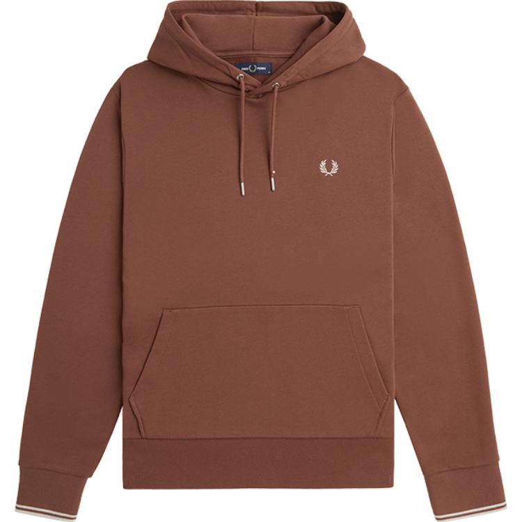 FRED PERRY FW24 Oversized Brown Pullover Hoodie Mens Long Sleeve M2643-BWX