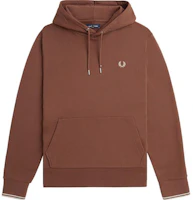 FRED PERRY FW24 Oversized Brown Pullover Hoodie Mens Long Sleeve M2643-BWX FRED PERRY FW24 Oversized Brown Pullover Hoodie Mens Long Sleeve M2643-BWX