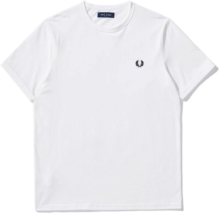 fred-perry-fw-24-white-laurel-wreath-embroidered-logo-crew-neck-t-shirt-casual-m3519-whx