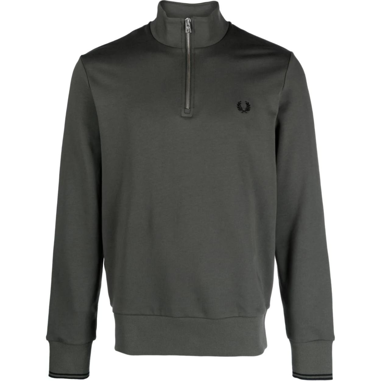 FRED PERRY Green Long-Sleeve Sweatshirt with Embroidered Logo. M3574093