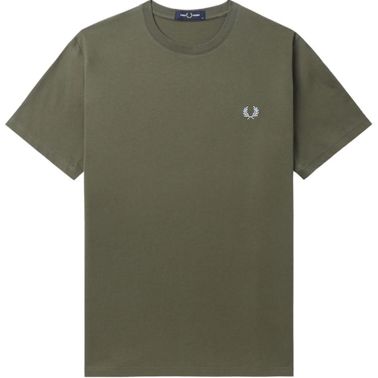 FRED PERRY Green T-Shirt with Laurel Wreath and Back Letter Print M7831-GRX