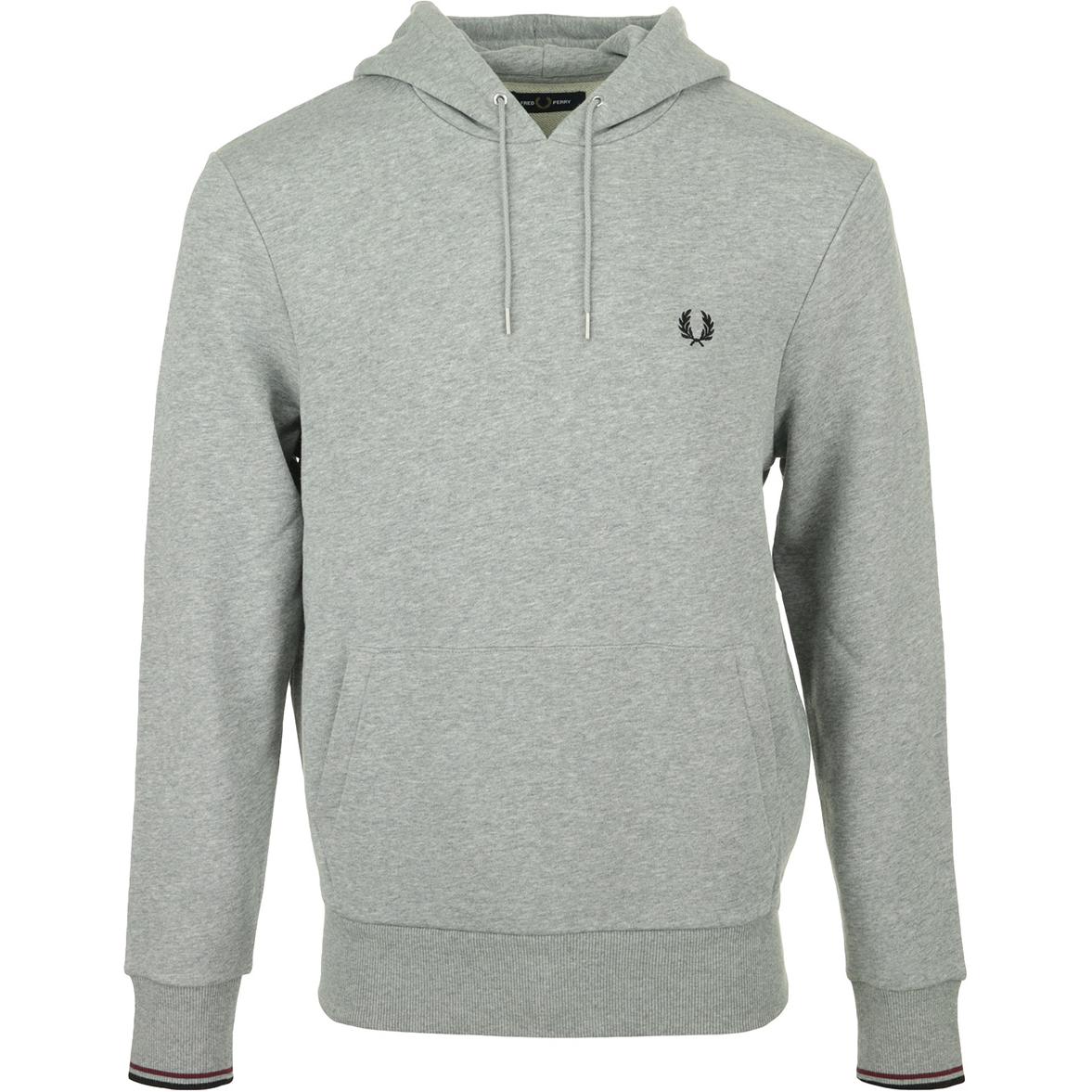 FRED PERRY Grey Hoodie with Embroidered Logo. M2643-420