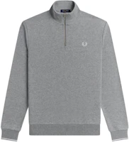 FRED PERRY Half Zip Sweatshirt Gray with Laurel Logo Embroidery for Men. M3574-420 FRED PERRY Half Zip Sweatshirt Gray with Laurel Logo Embroidery for Men. M3574-420
