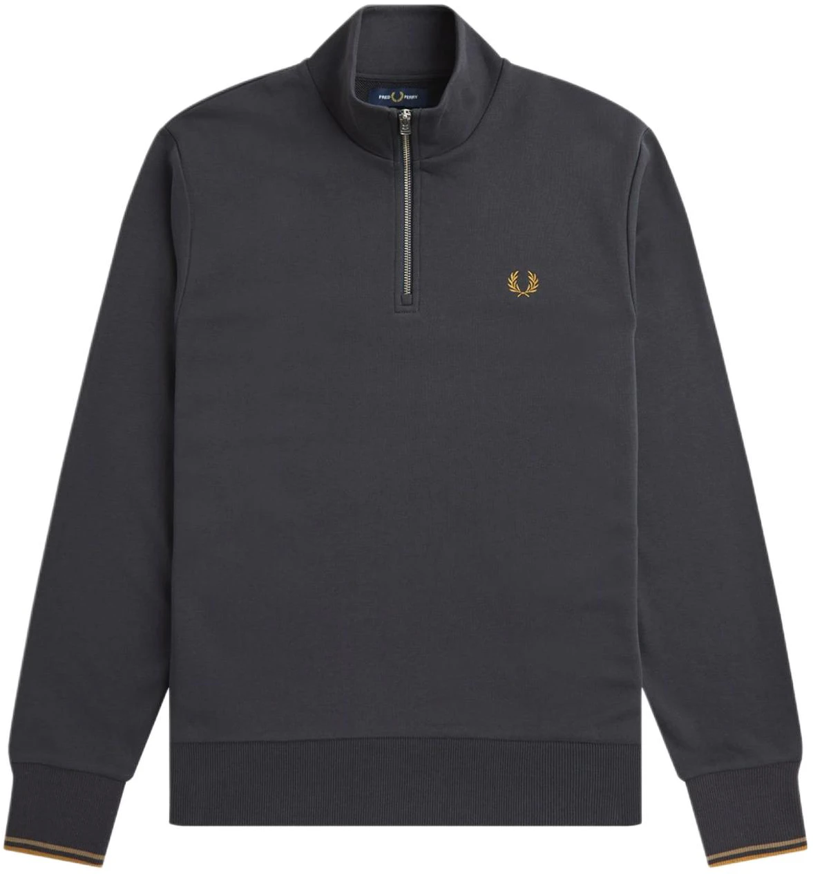 fred-perry-half-zip-sweatshirt-plain-laurel-logo-pullover-dark-grey-m3574-v07