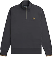 FRED PERRY Half Zip Sweatshirt Plain Laurel Logo Pullover - Dark Grey M3574-V07 FRED PERRY Half Zip Sweatshirt Plain Laurel Logo Pullover - Dark Grey M3574-V07