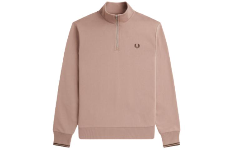 FRED PERRY Half Zip Sweatshirt Solid Color Pullover Long Sleeve - Deep Pink M3574-S52