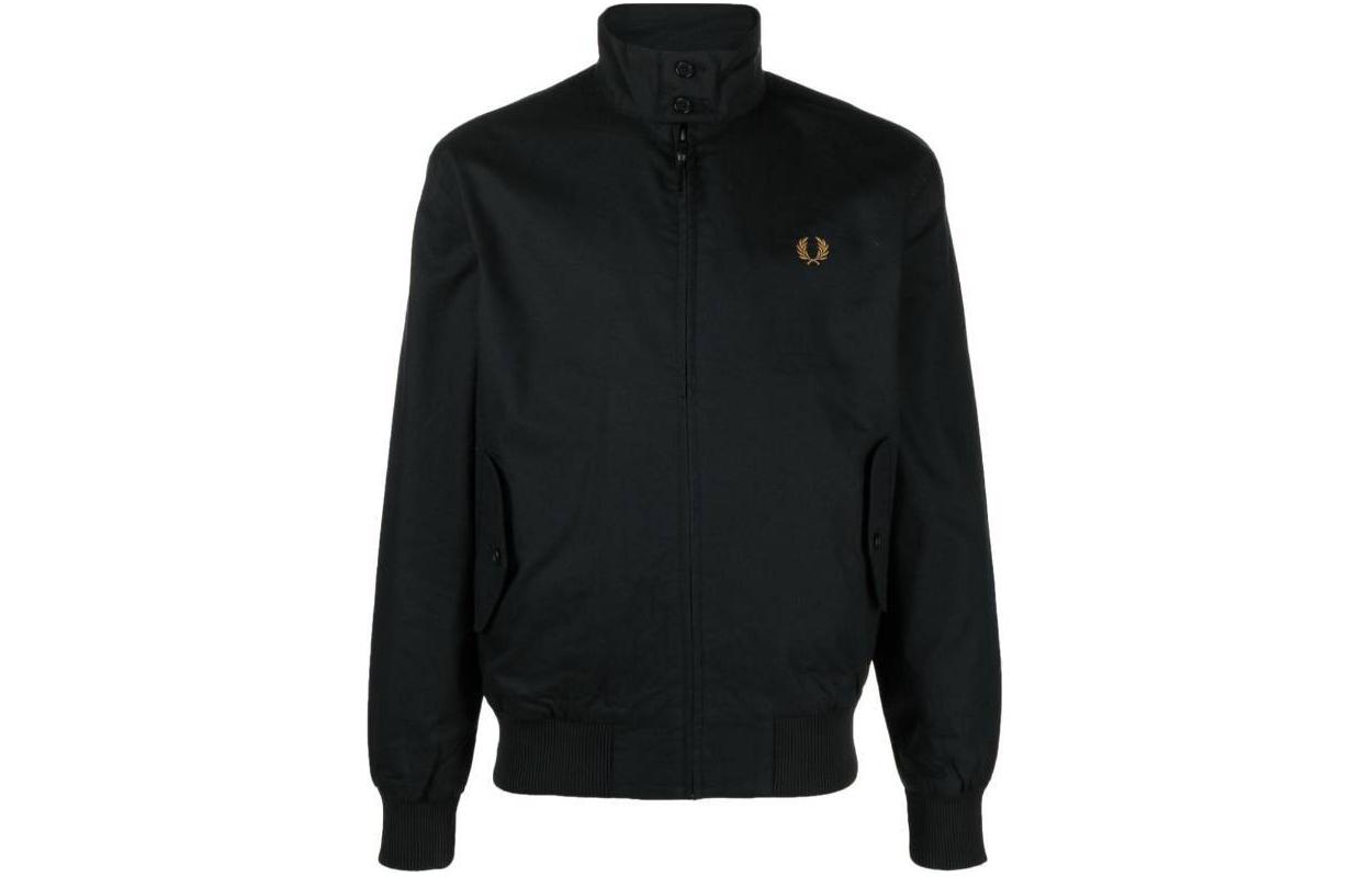 FRED PERRY Harrington Jacket Black High-Neck Slim Fit Zip-Up Jacket J4556-198