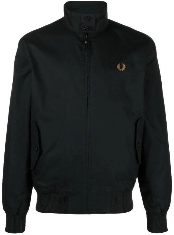 fred-perry-harrington-jacket-black-high-neck-slim-fit-zip-up-jacket-j4556-198