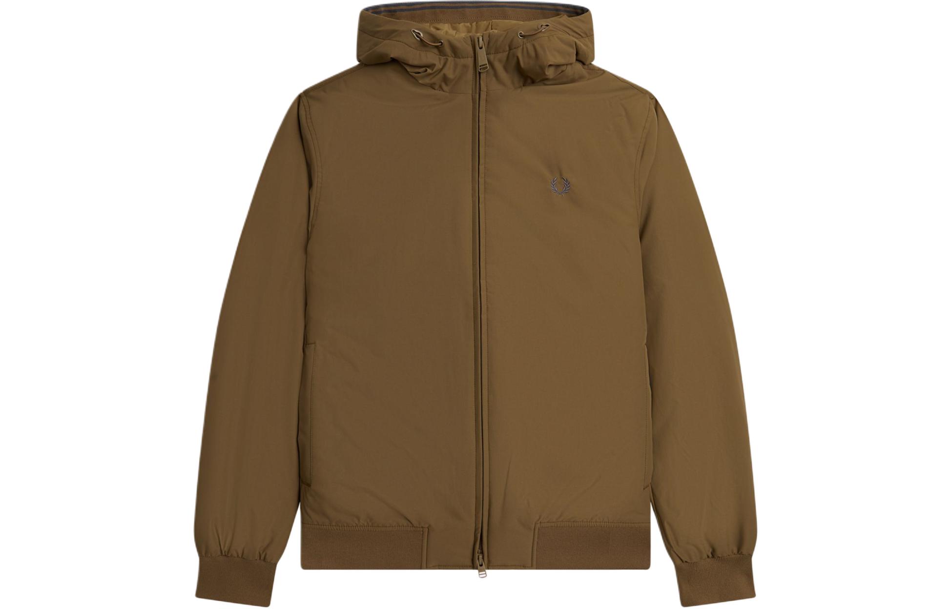 FRED PERRY Hooded Brentham Jacket Shadow Stone Wheat Logo Hoodie Jacket J2585-P96