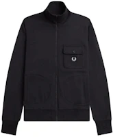 FRED PERRY Laurel Logo Embroidered Zip-Up Loose Fit Jacket Black J6807-102 FRED PERRY Laurel Logo Embroidered Zip-Up Loose Fit Jacket Black J6807-102