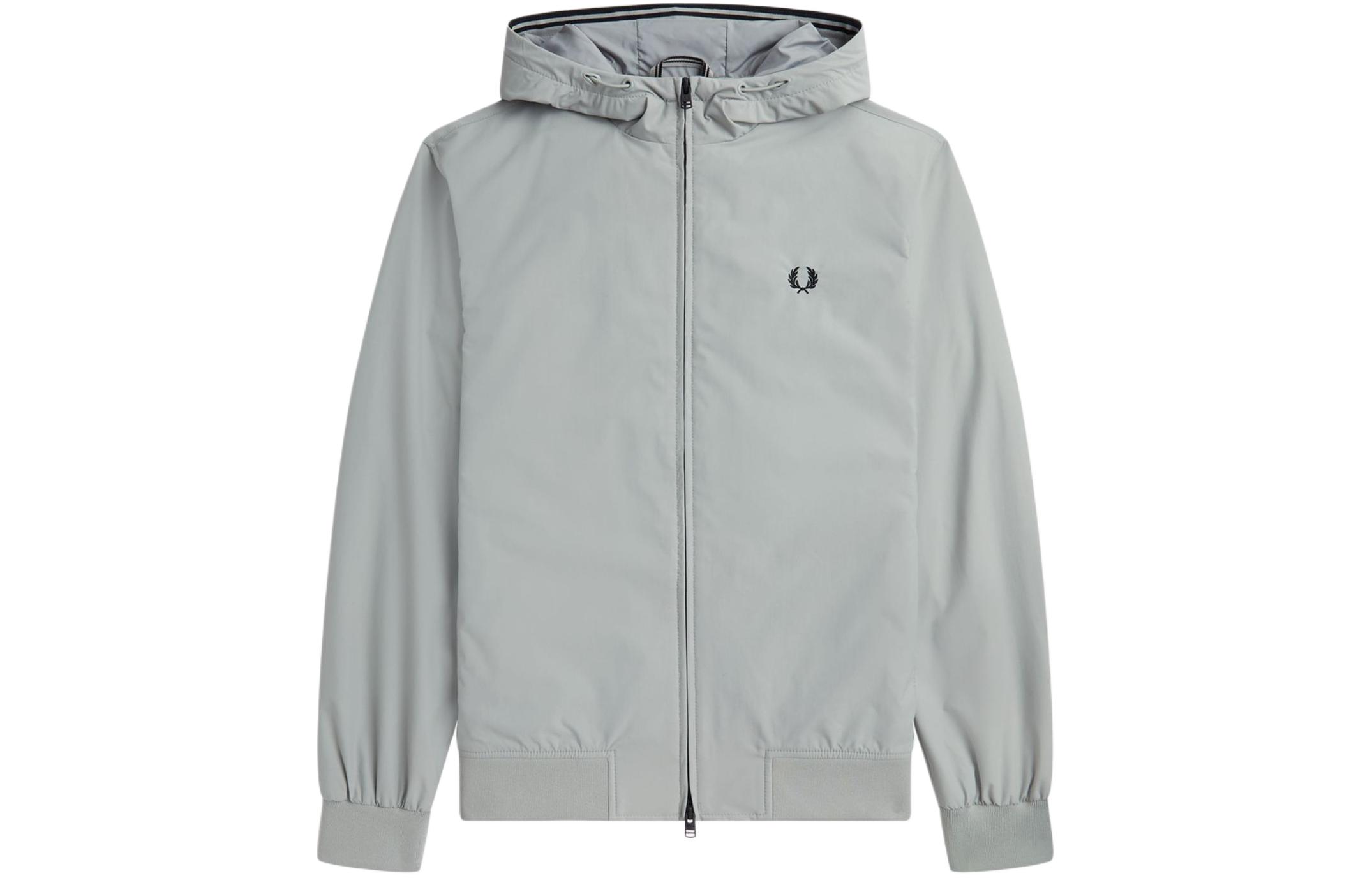 FRED PERRY Laurel Logo Hoodie Zip-Up Jacket - Limestone (). J3541-181