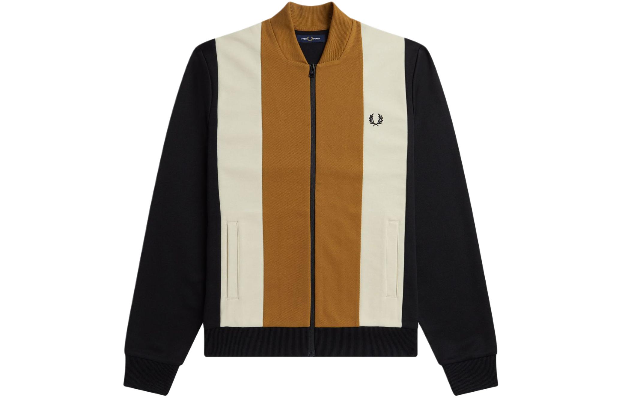 FRED PERRY Laurel Logo Patch Baseball Collar Zip Jacket Men Multicolor JACKET-M7854