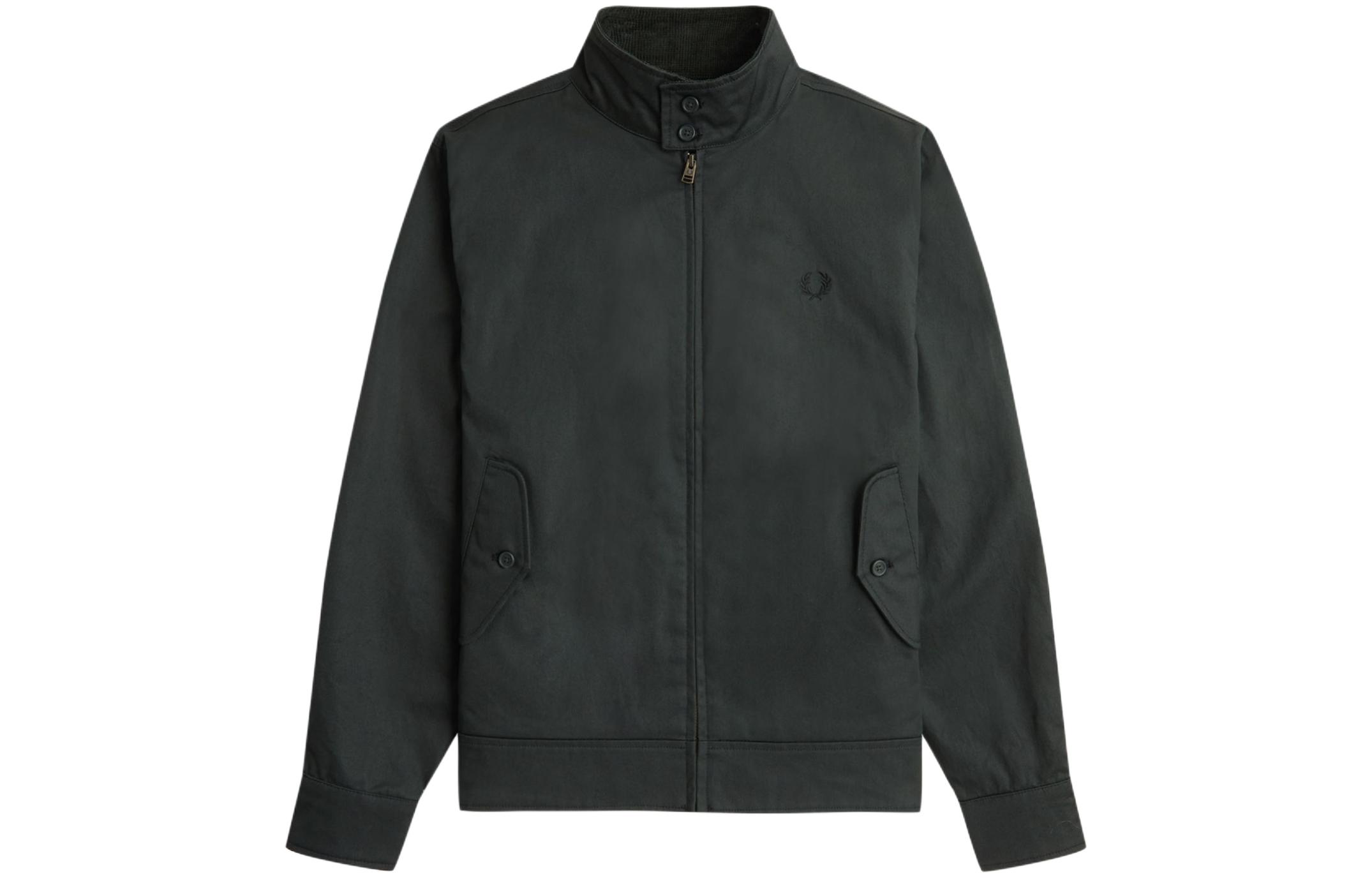 FRED PERRY Laurel Logo Waxed Loose-Fit Long-Sleeve Jacket Green () J6513-Q20