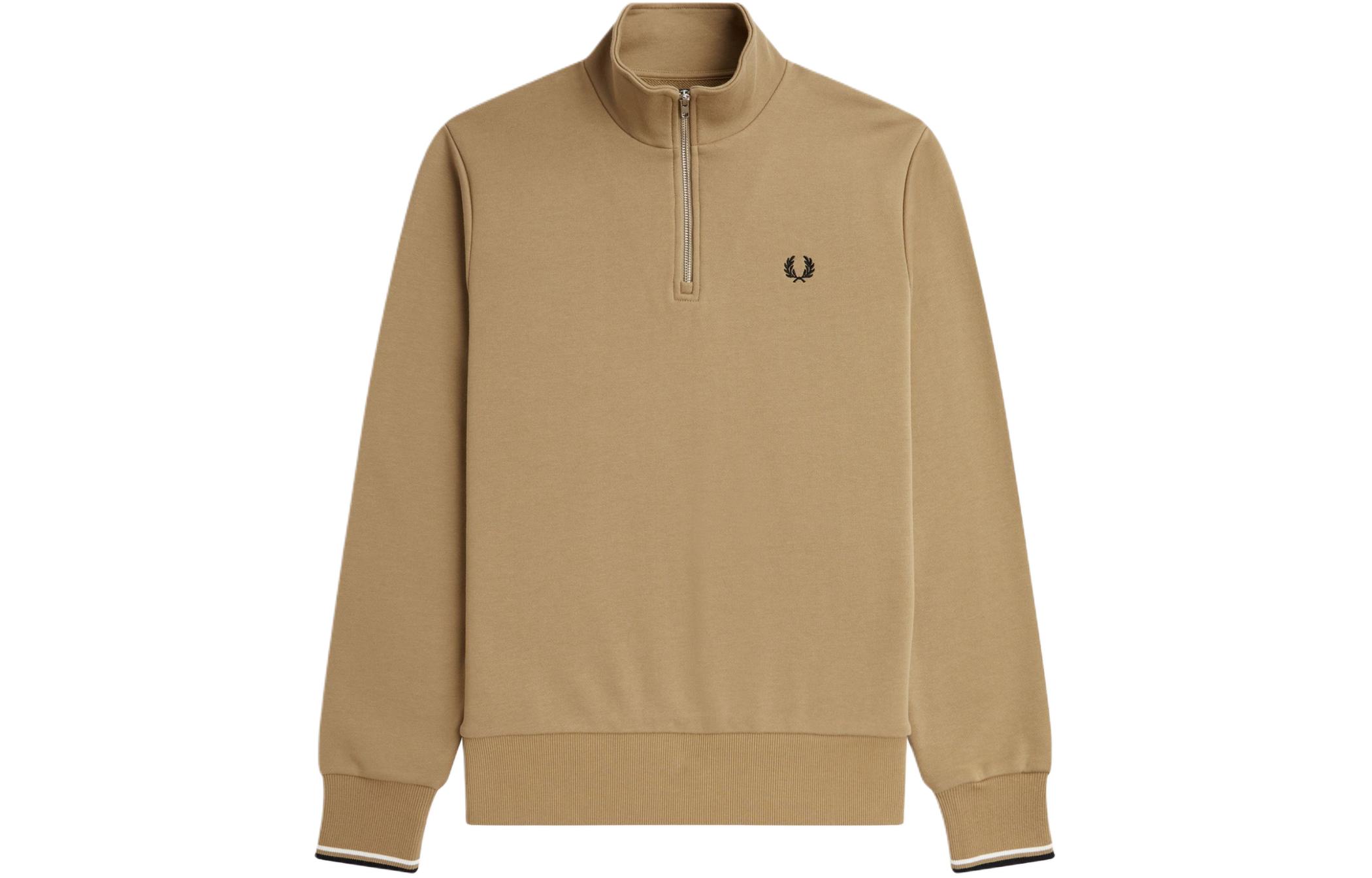 FRED PERRY Laurel Wreath Logo Casual Pullover Sweatshirt Khaki. M3574-363
