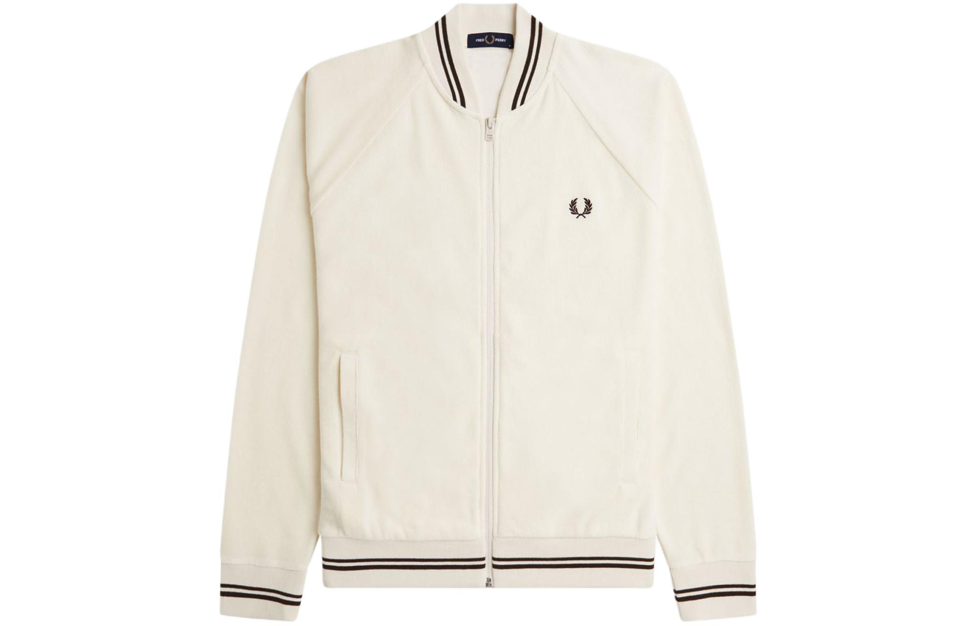 FRED PERRY Laurel Wreath Logo Embroidered Raglan Sleeve Jacket - Beige. J7805-560