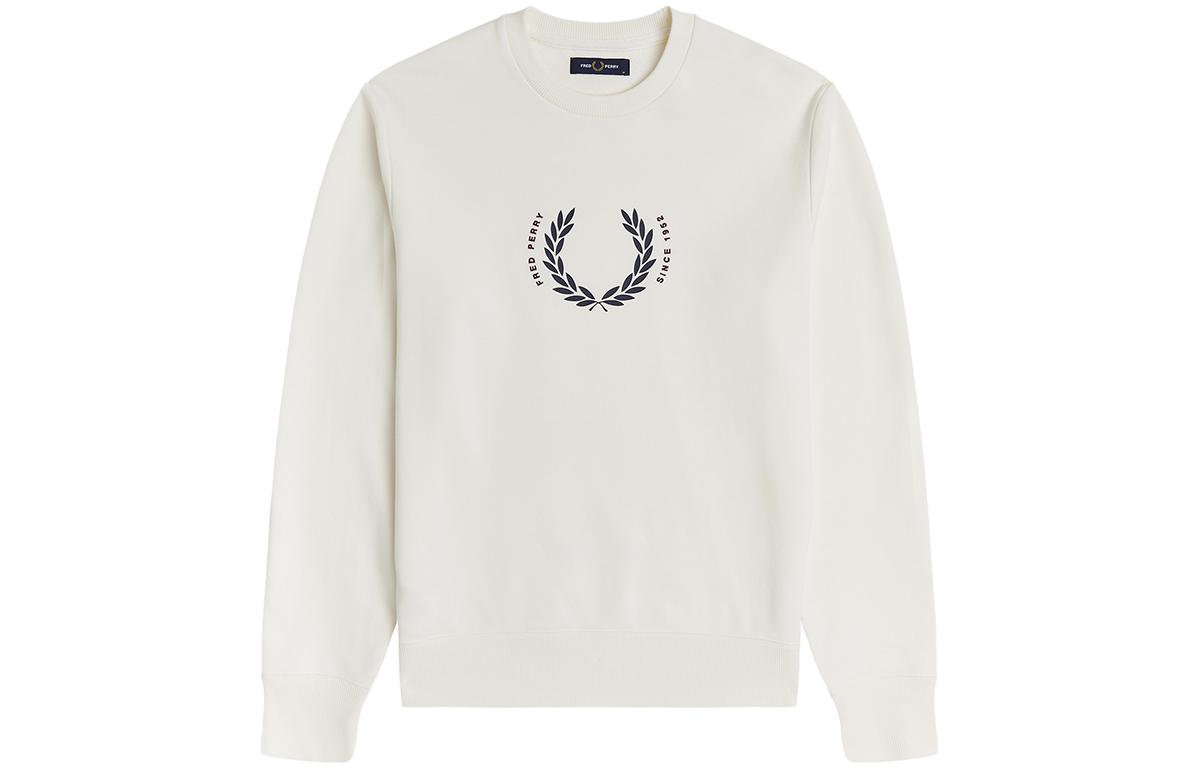 FRED PERRY Laurel Wreath Print Crewneck Sweatshirt White (). FPXSWM2646XMH-WHX