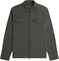 FRED PERRY Lightweight Zip-Through Overshirt Green Jacket with Laurel Logo. M5684-638 FRED PERRY Lightweight Zip-Through Overshirt Green Jacket with Laurel Logo. M5684-638