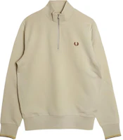 FRED PERRY Logo Mock Neck Oversized Pullover Sweatshirt Men’s Oatmeal. M3574-W69 FRED PERRY Logo Mock Neck Oversized Pullover Sweatshirt Men’s Oatmeal. M3574-W69