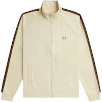 FRED PERRY Logo Print Long Sleeve Zip Jacket Beige Unisex. J5557-W69 FRED PERRY Logo Print Long Sleeve Zip Jacket Beige Unisex. J5557-W69