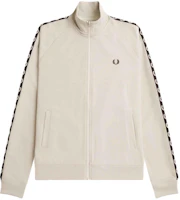 FRED PERRY Logo Print Zip-Up Jacket Beige Long Sleeve Outerwear. J5557-S68 FRED PERRY Logo Print Zip-Up Jacket Beige Long Sleeve Outerwear. J5557-S68