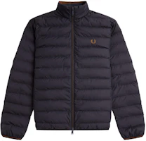 FRED PERRY Navy Insulated Jacket Solid Color Embroidered Zip-Up J4564-248 FRED PERRY Navy Insulated Jacket Solid Color Embroidered Zip-Up J4564-248