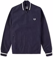 FRED PERRY Navy Logo Print High-Neck Zip-Up Jacket. J3174-635 FRED PERRY Navy Logo Print High-Neck Zip-Up Jacket. J3174-635