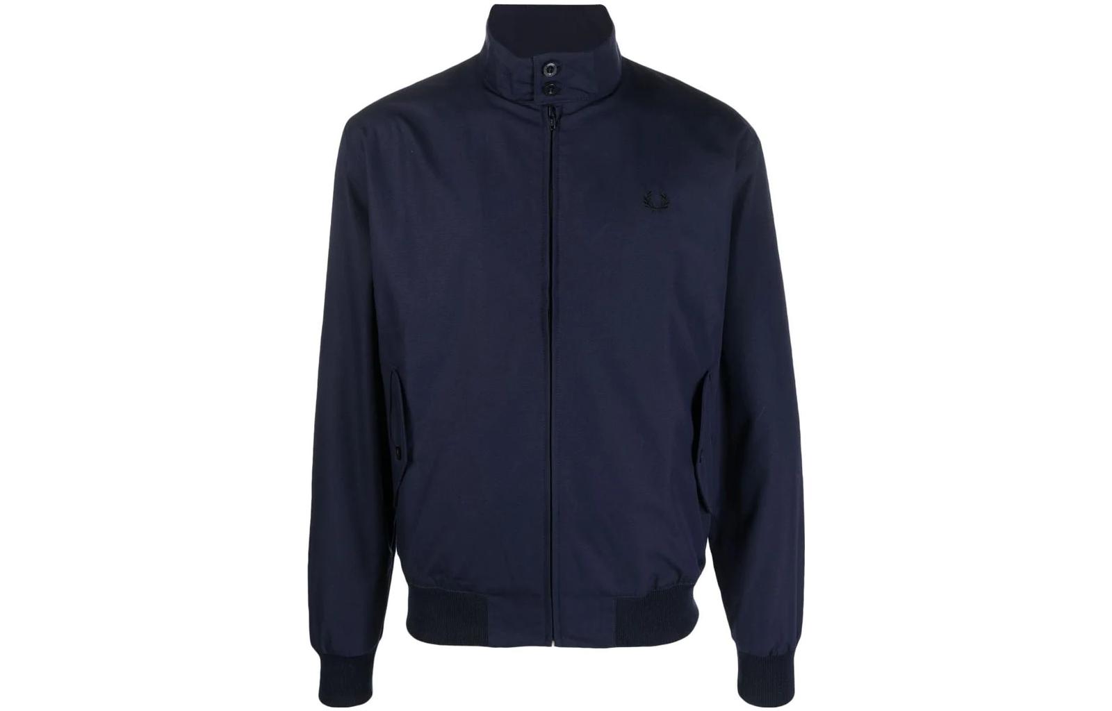 FRED PERRY Navy Logo Print Zip-Up Jacket Long Sleeve J7320795