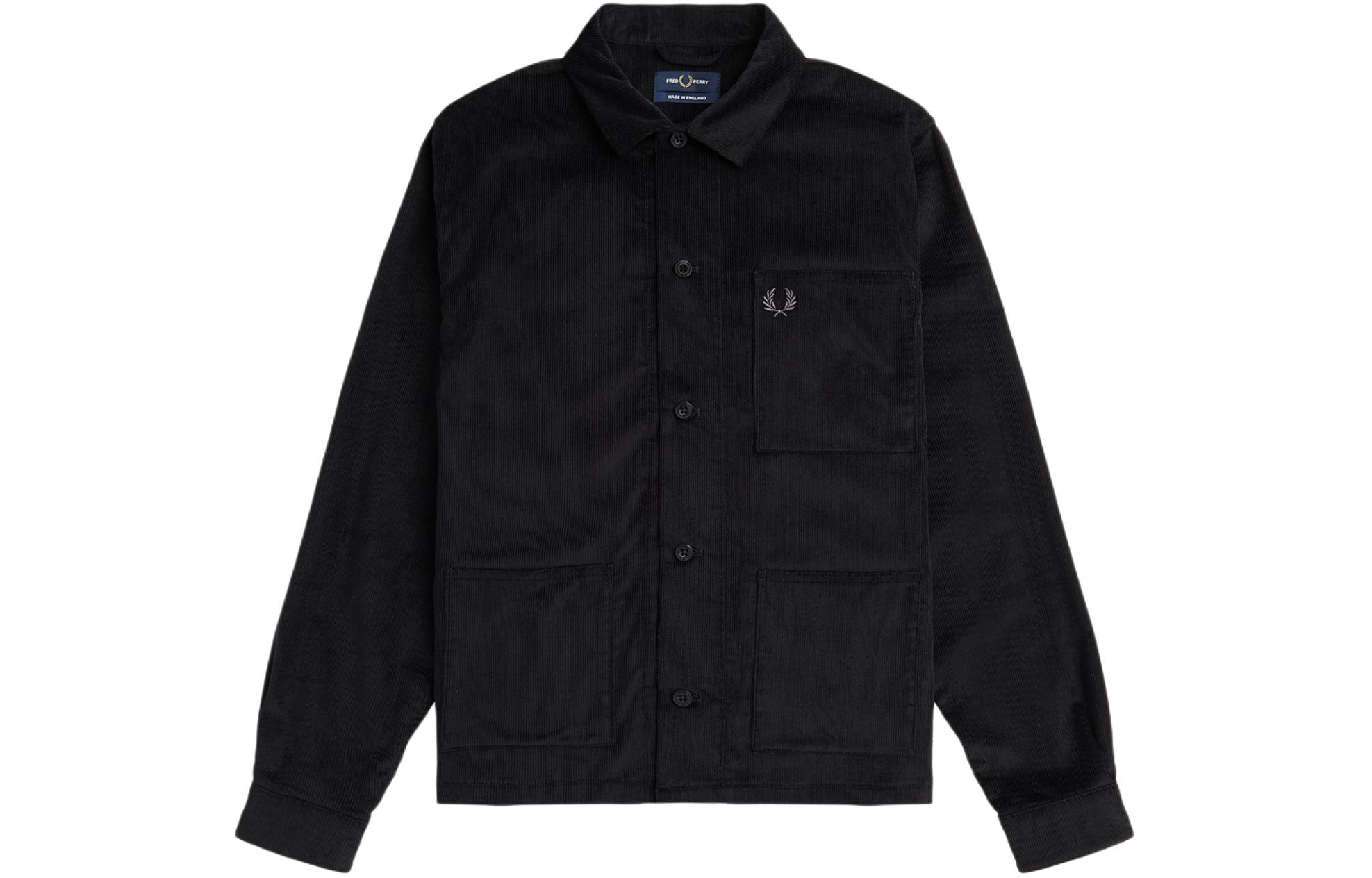 FRED PERRY Needlecord Overshirt Black Long Sleeve Jacket. M4869-102