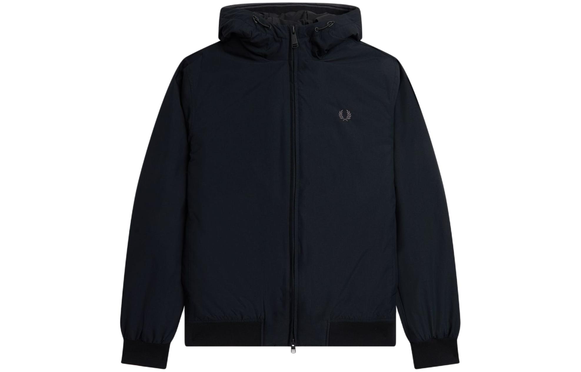 FRED PERRY Padded Hooded Brentham Jacket Black Logo Embroidery Jacket J2585-T38