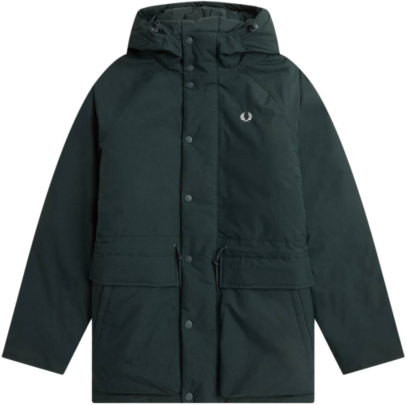 fred-perry-padded-zip-hoodie-jacket-dark-green-classic-logo-outerwear-j6516-q20