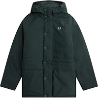 FRED PERRY Padded Zip Hoodie Jacket Dark Green Classic Logo Outerwear. J6516-Q20 FRED PERRY Padded Zip Hoodie Jacket Dark Green Classic Logo Outerwear. J6516-Q20