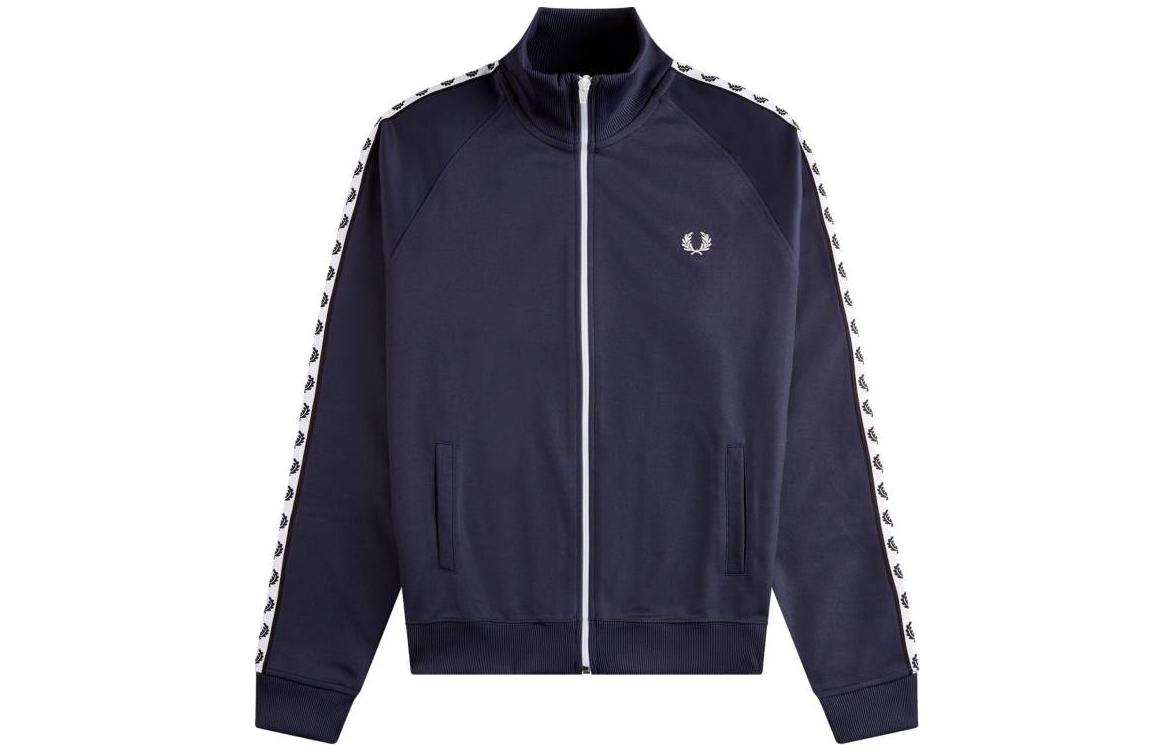 FRED PERRY Pattern Embroidered Zip-Up Jacket Dark Graphite Outerwear J6231-N13