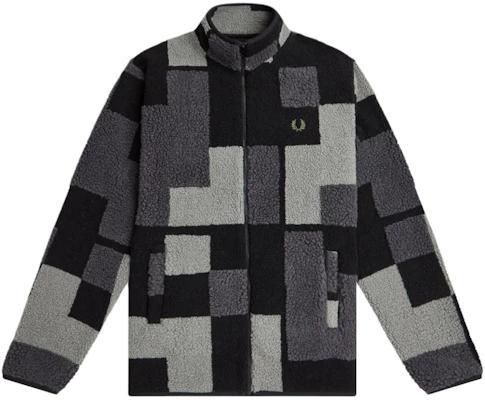 FRED PERRY Pixel Borg Fleece Wheat Logo Kotak Jaket Resleting HITAM M6570-102 Buy FRED PERRY Pixel Borg Fleece Wheat Logo Kotak Jaket Resleting HITAM M6570-102