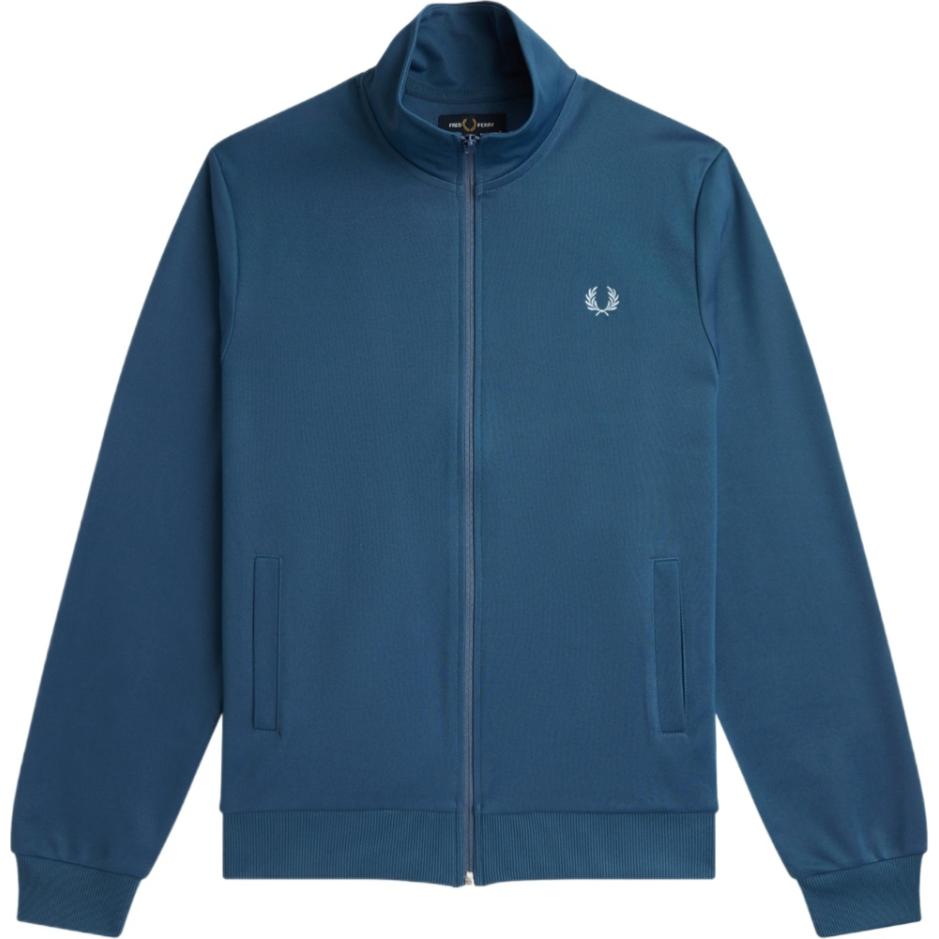 FRED PERRY Plain Logo Embroidered Zip-Up Jacket Blue (). J6000-V06