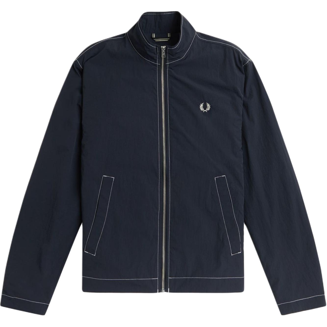 FRED PERRY Pleated Long-Sleeve Zip Jacket Navy Blue Mens J7820-608