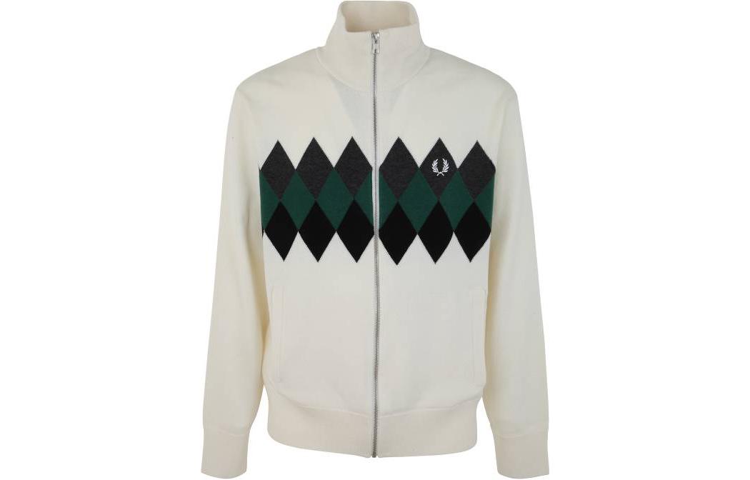 FRED PERRY Printed High-Neck Zipper Jacket White K5805129