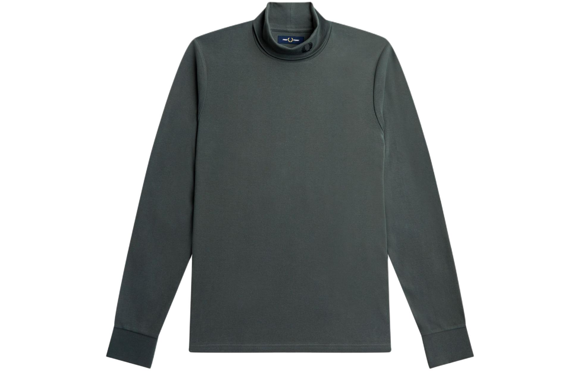 FRED PERRY Roll Neck Long Sleeve Sweatshirt Green 麦穗Logo Pullover. M1643-638