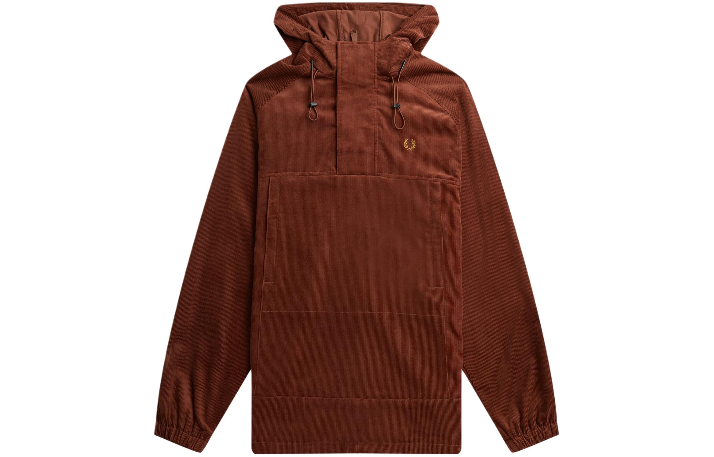 FRED PERRY Rope Logo Print Loose Hooded Jacket Red Long Sleeve Outerwear J6510-S54