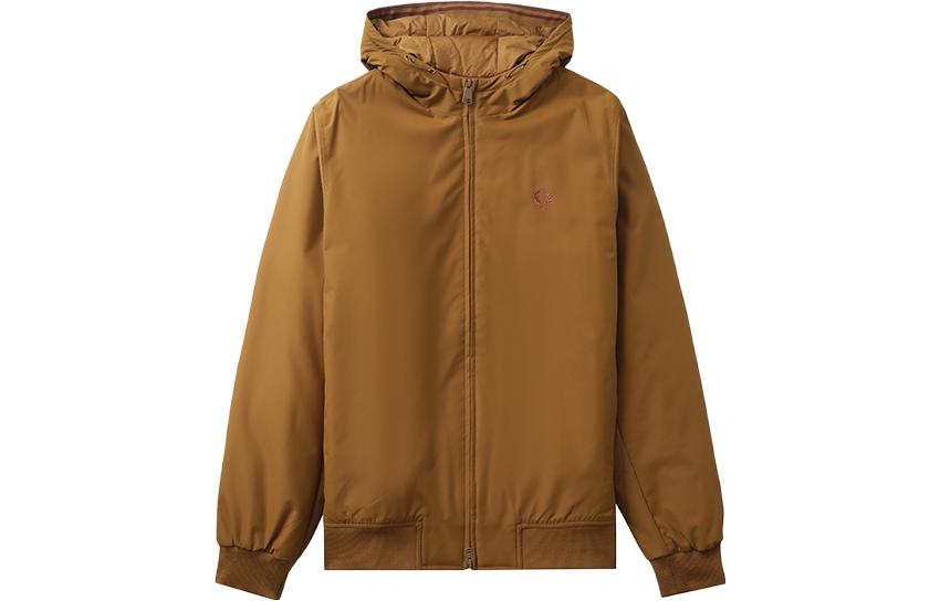 FRED PERRY Solid Color Hoodie Jacket Brown FPXJKJ2585XML