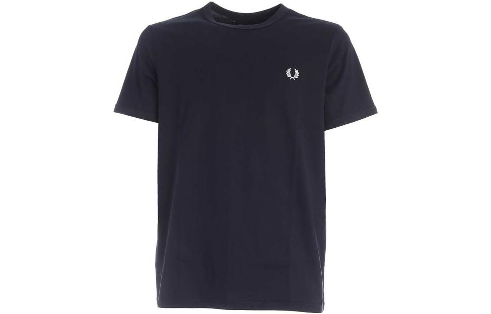 FRED PERRY Solid Color Logo Embroidered Casual Crewneck T-Shirt Men M3519-608