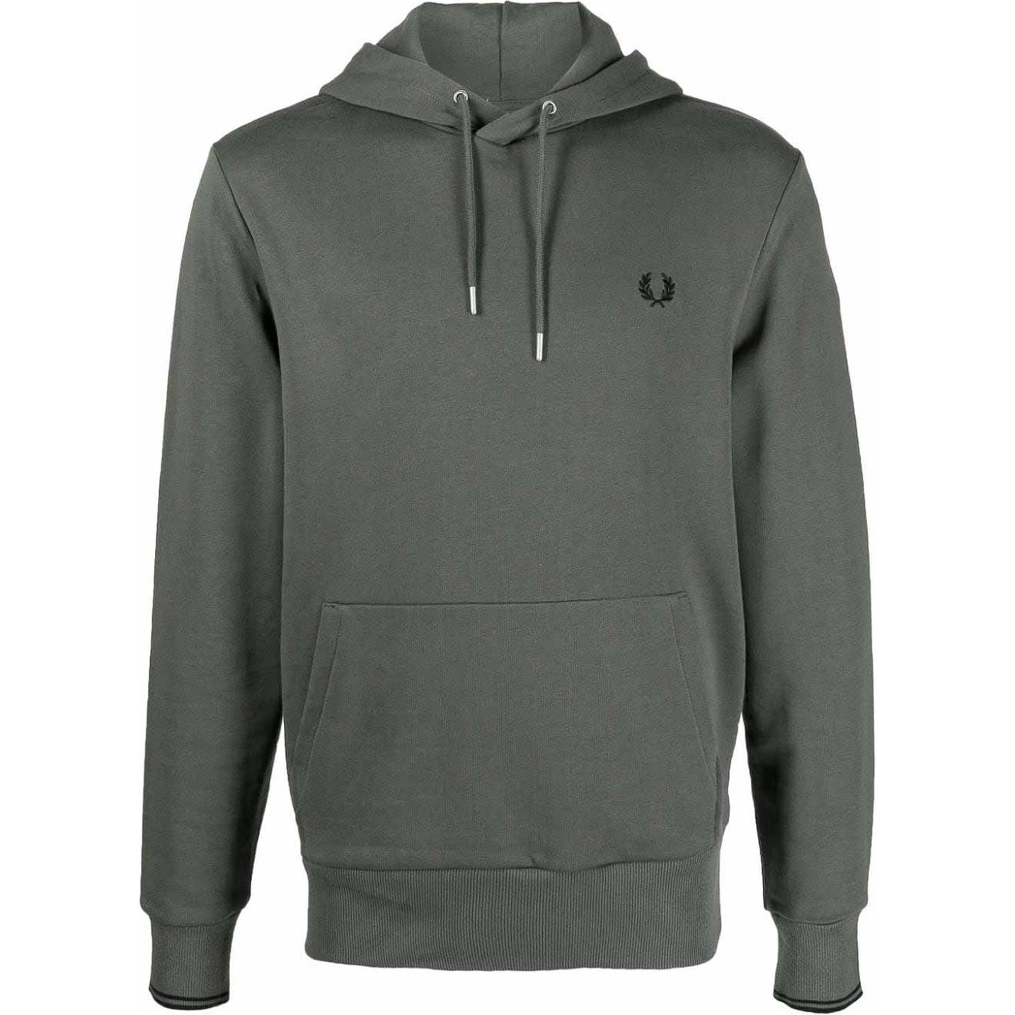 FRED PERRY Solid Logo Embroidered Hoodie in Dark Gray M2643-638