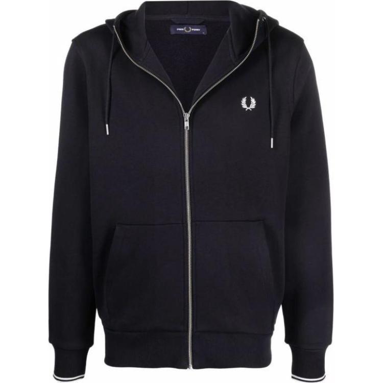 FRED PERRY Solid Zip-Up Hoodie Jacket - Dark Blue J7536-094