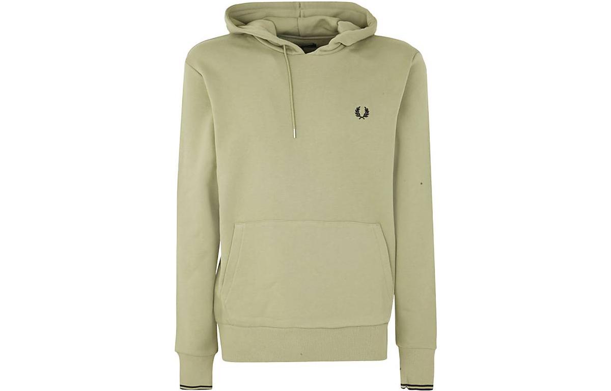 FRED PERRY SS22 Green Solid Logo Print Drawstring Hoodie for Men M2643P05