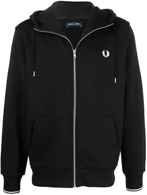 FRED PERRY SS22 男士黑色基础款拉链连帽衫 J7536198 Buy FRED PERRY SS22 男士黑色基础款拉链连帽衫 J7536198