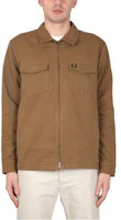 FRED PERRY SS23 Brown Zip-Up Collared Long-Sleeve Jacket FPM5652P96 FRED PERRY SS23 Brown Zip-Up Collared Long-Sleeve Jacket FPM5652P96