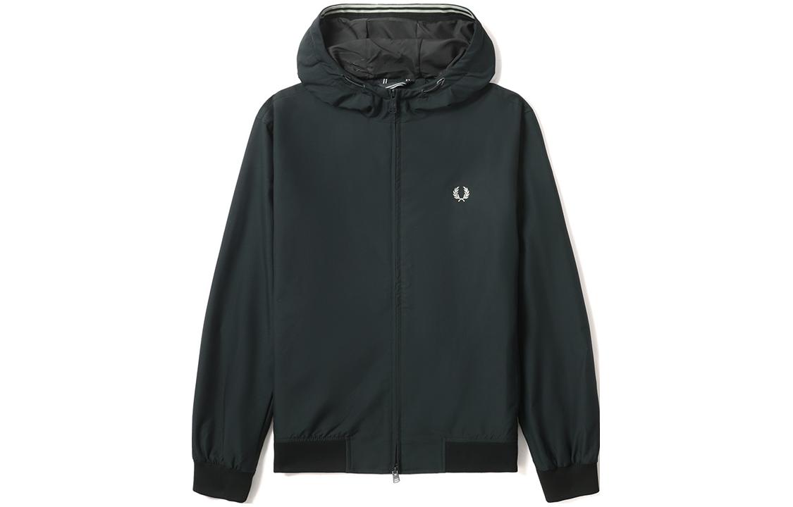 FRED PERRY SS23 Green Laurel Wreath Embroidered Hoodie Jacket. FPXJKJ3541XMK-GRX