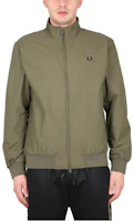 FRED PERRY SS23 Logo Badge Print Zip-Up Jacket Military Green FPJ2660Q55 FRED PERRY SS23 Logo Badge Print Zip-Up Jacket Military Green FPJ2660Q55