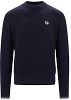 FRED PERRY SS23 Logo Printed Navy Pullover Sweatshirt for Men FPM753545248 FRED PERRY SS23 Logo Printed Navy Pullover Sweatshirt for Men FPM753545248